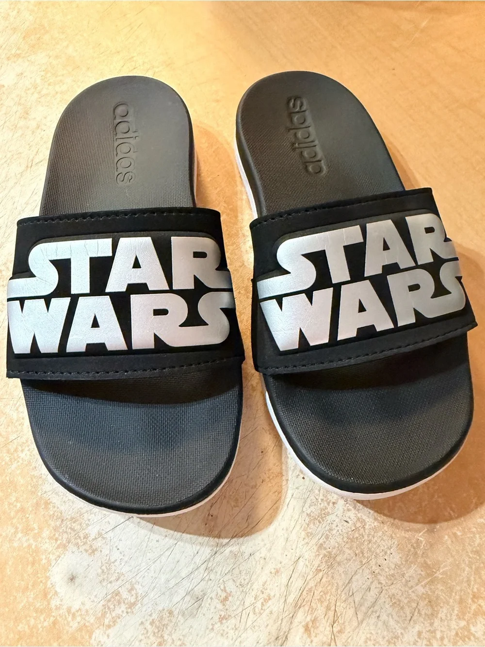 adidas Kids Black and White Star Wars Slide Sandals